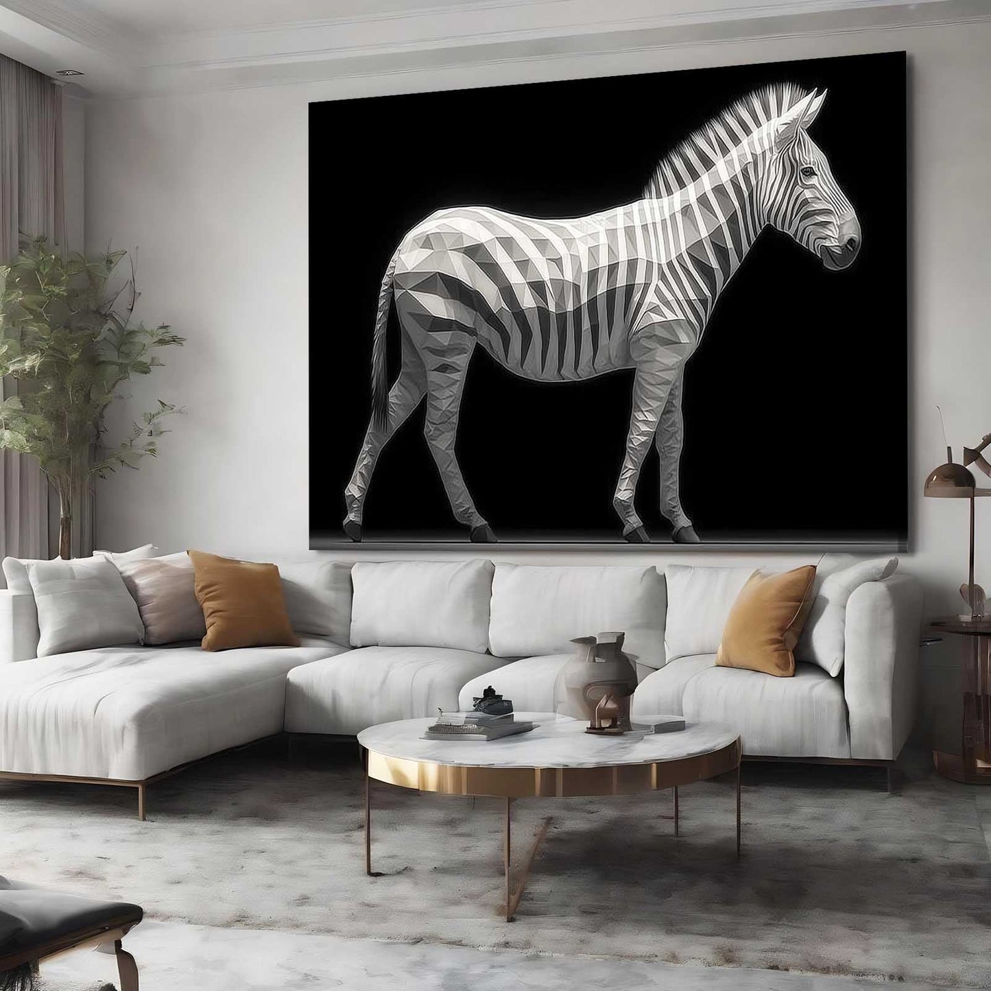 Black White Zebra Wall Art – styled in a furnished interior