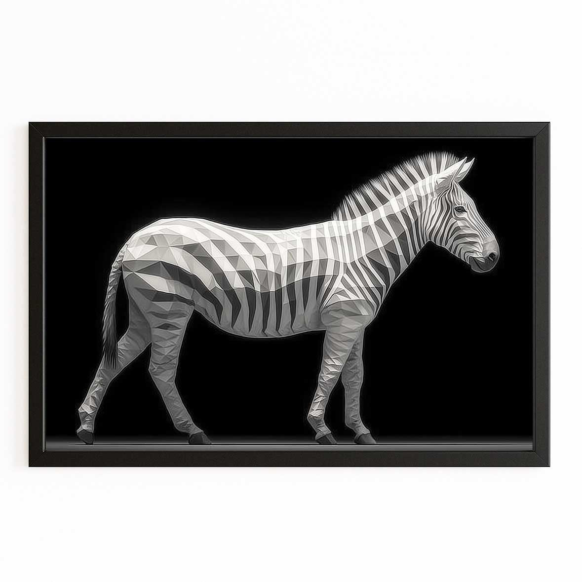 Black White Zebra Wall Art – with Premium Black frame on white background