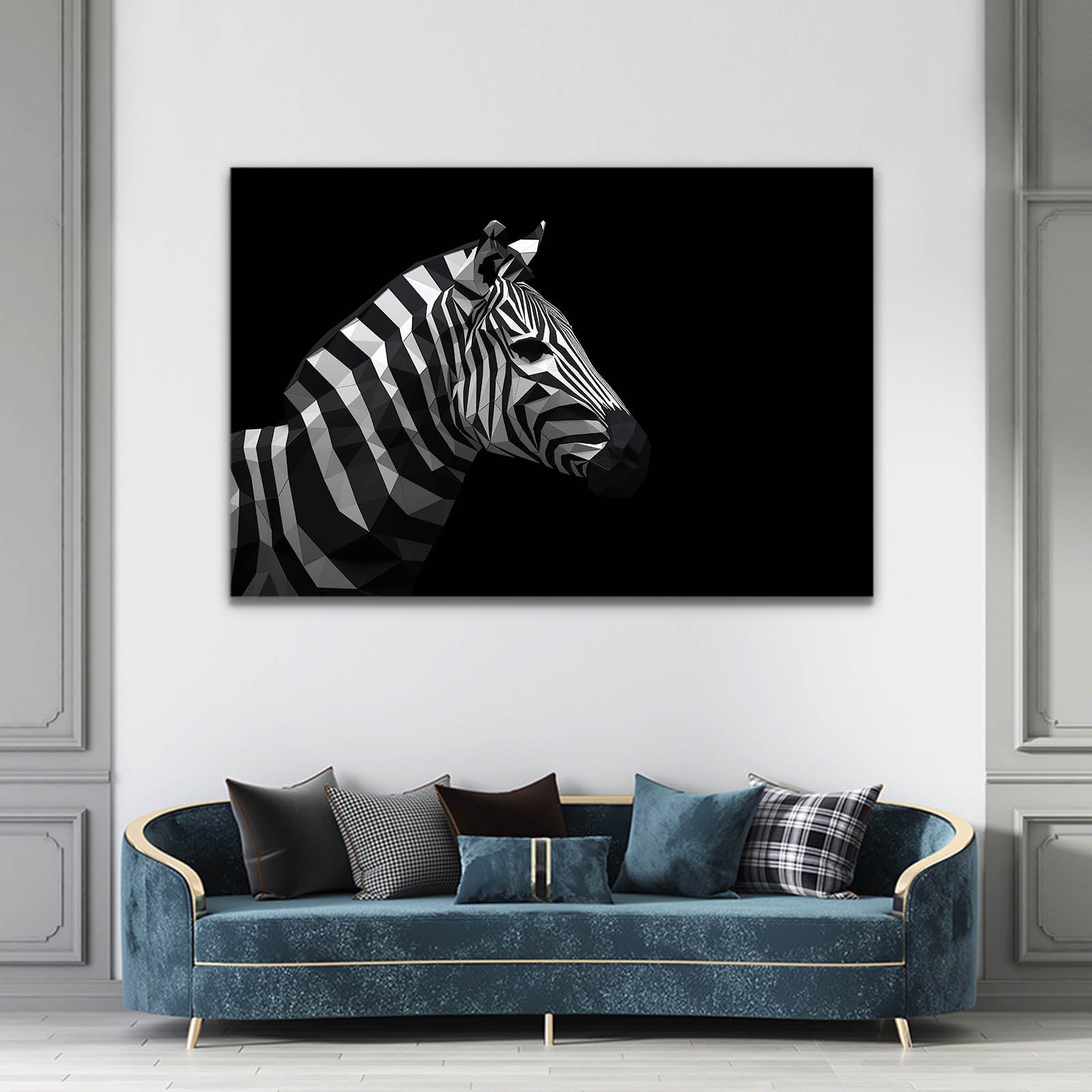 Black Zebra Canvas – styled in a furnished interior
