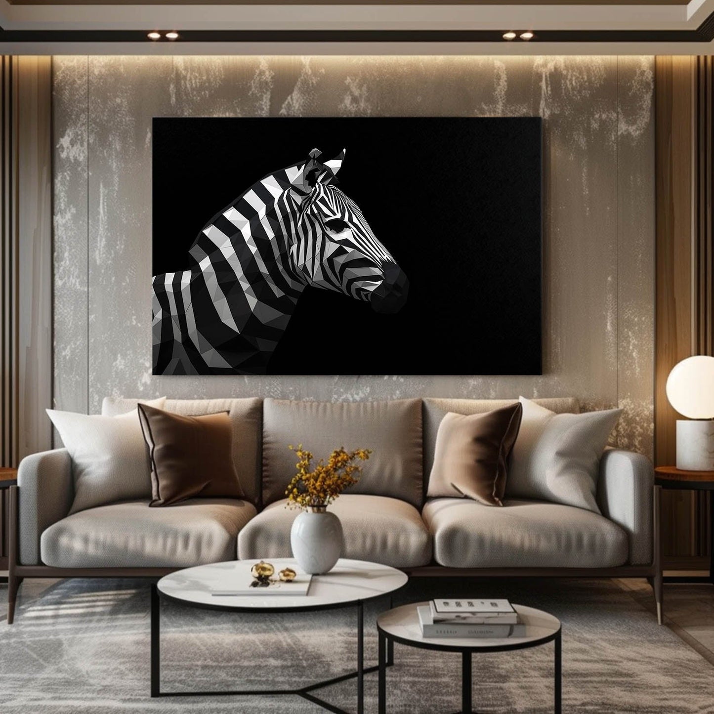 Black Zebra Canvas – styled in a furnished interior
