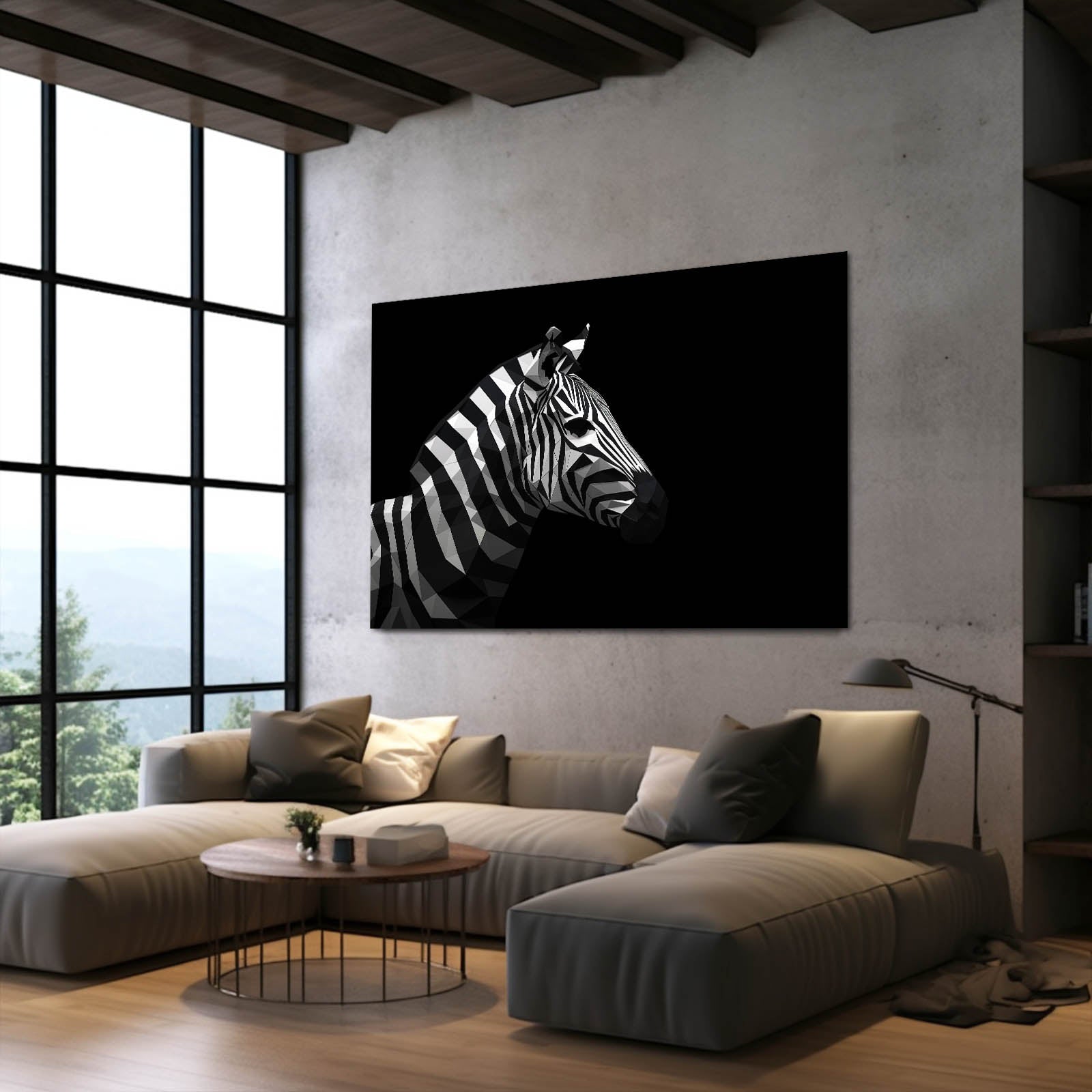 Black Zebra Canvas – styled in a furnished interior