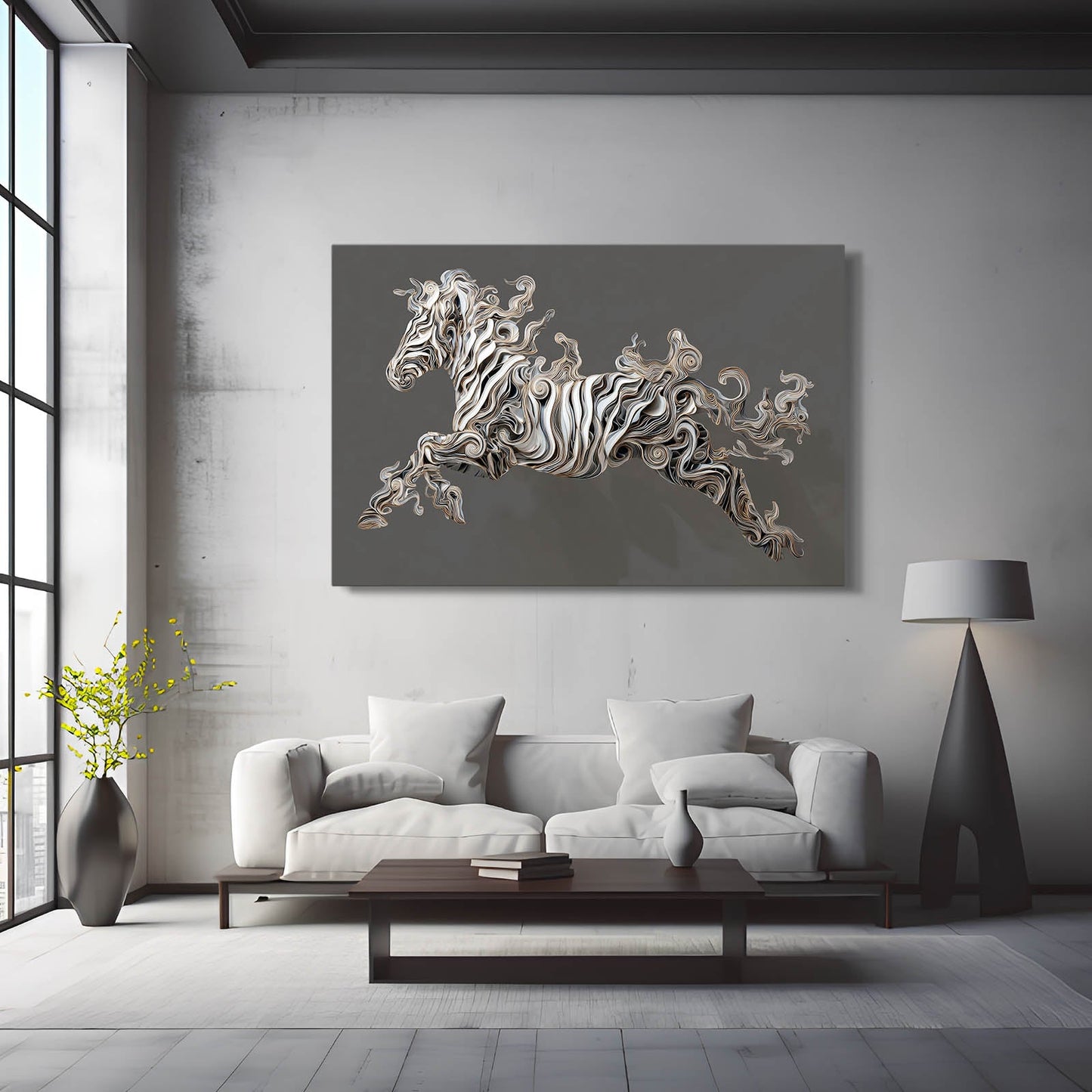 Black Zebra Prints – styled in a furnished interior