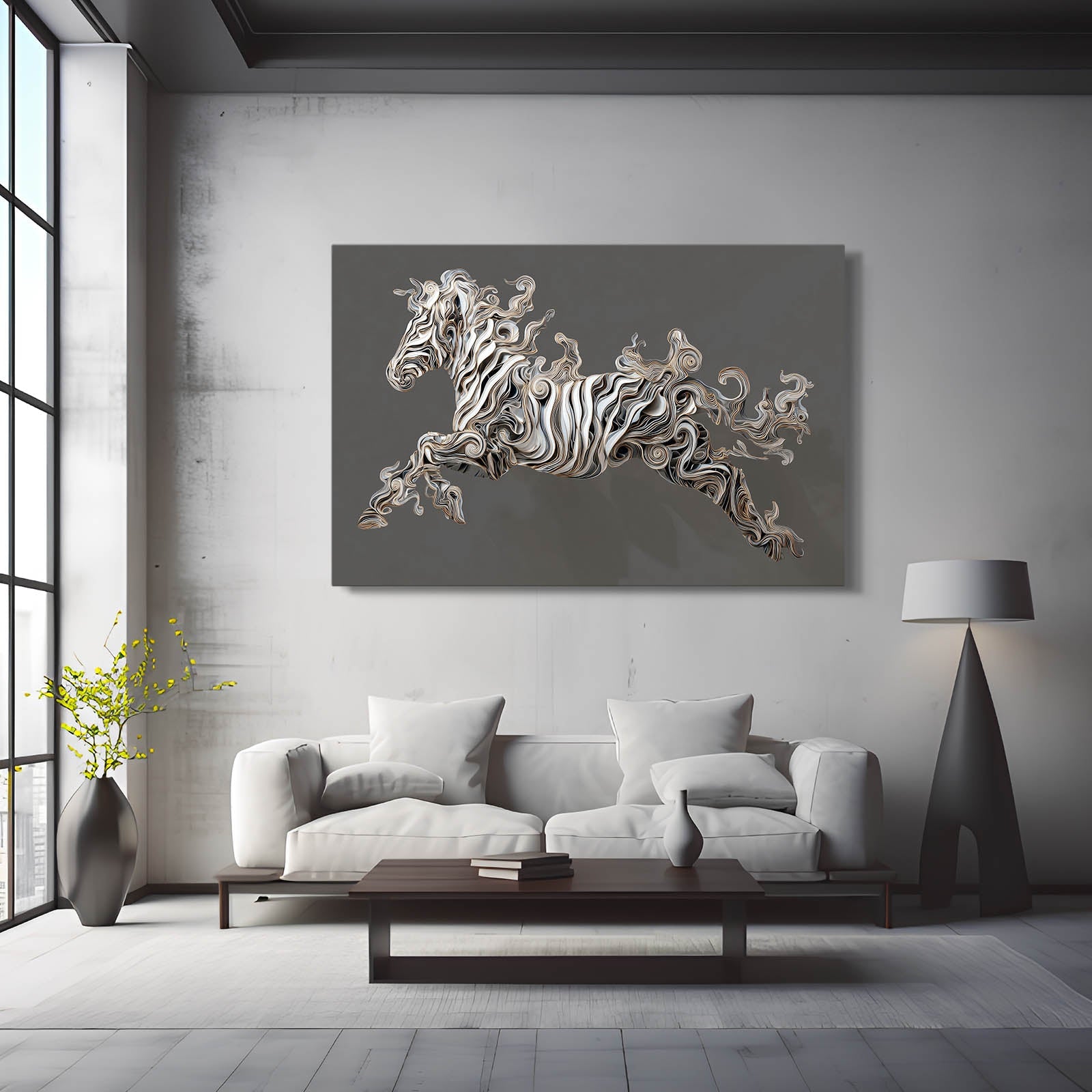 Black Zebra Prints – styled in a furnished interior