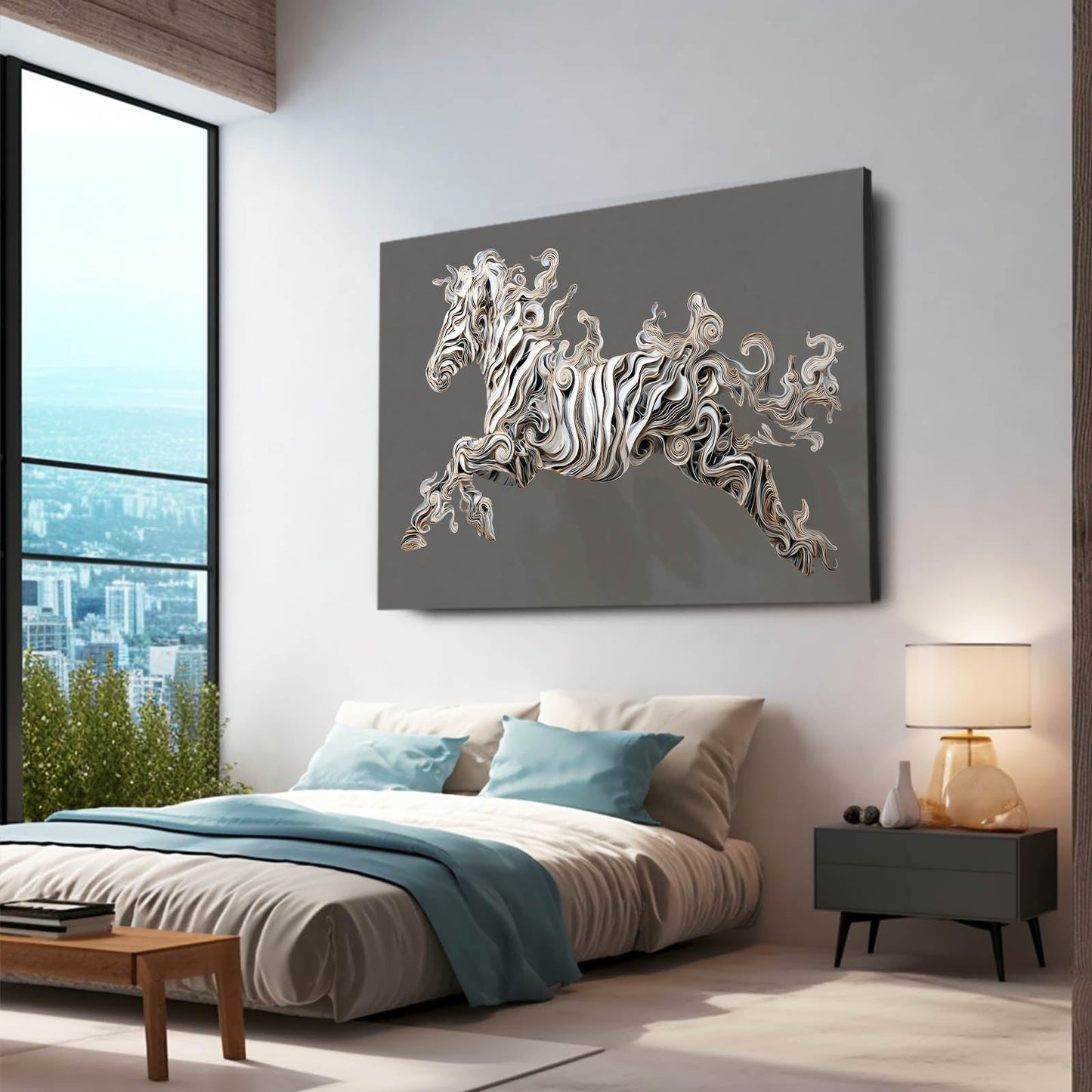 Black Zebra Prints – styled in a furnished interior