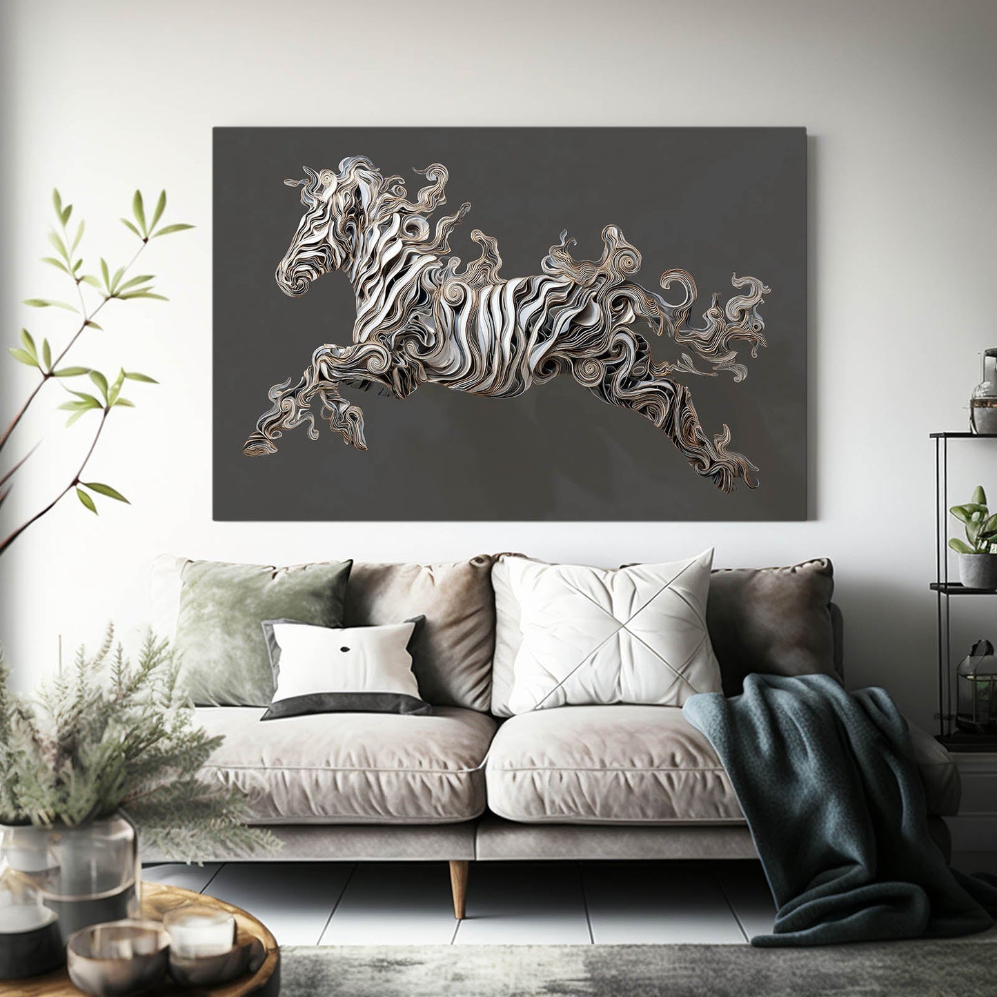 Black Zebra Prints – styled in a furnished interior