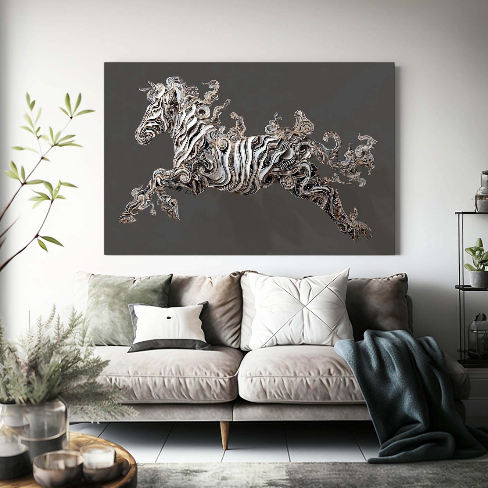Black Zebra Prints – styled in a furnished interior