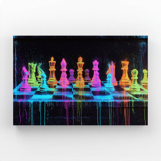 Blacklight Neon Board Chess Canvas Art – blacklight neon board chess canvas print