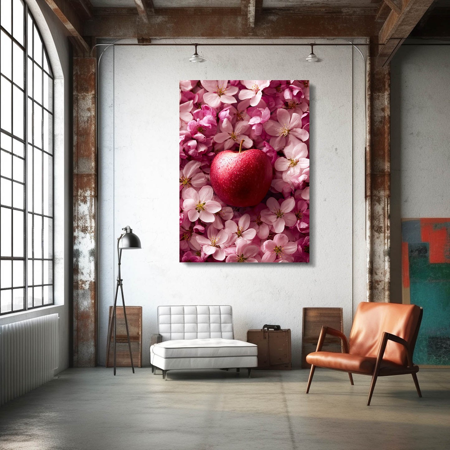 Blossom Bed Red Apple Wall Decor – styled in a furnished interior