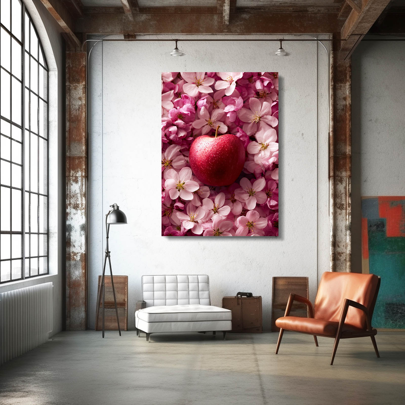 Blossom Bed Red Apple Wall Decor – styled in a furnished interior