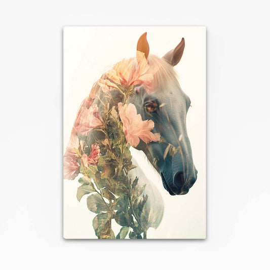 Blossom Veil Profile Horse Canvas — contemporary canvas print, angled canvas view on white background