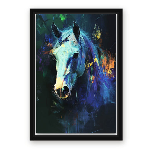 Blue Abstract Horse Prints – with Premium Black wood frame