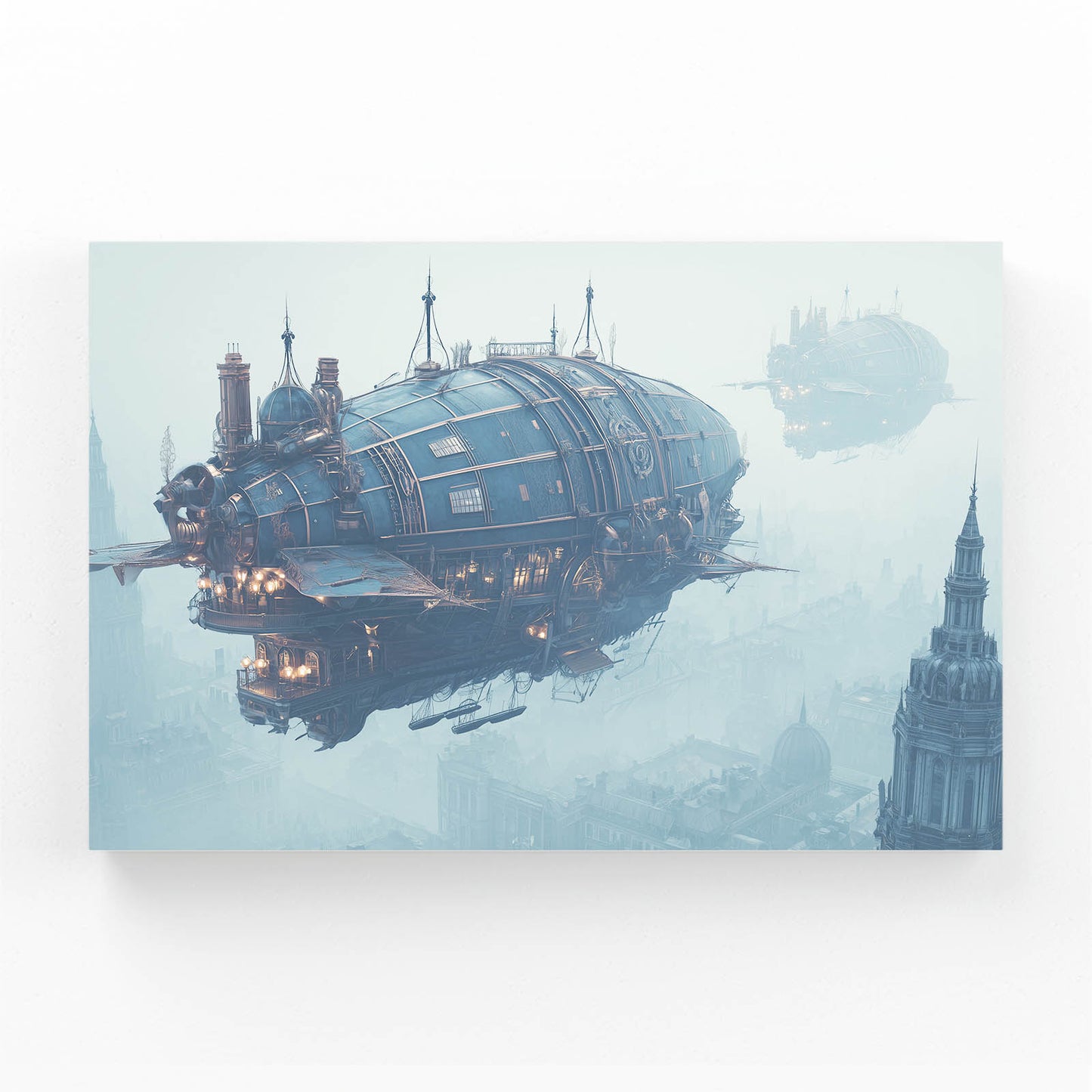 Blue Airship Harbor Steampunk Prints – blue airship harbor steampunk canvas print