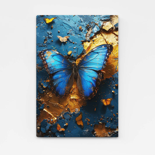 Blue And Gold Butterfly Wall Art