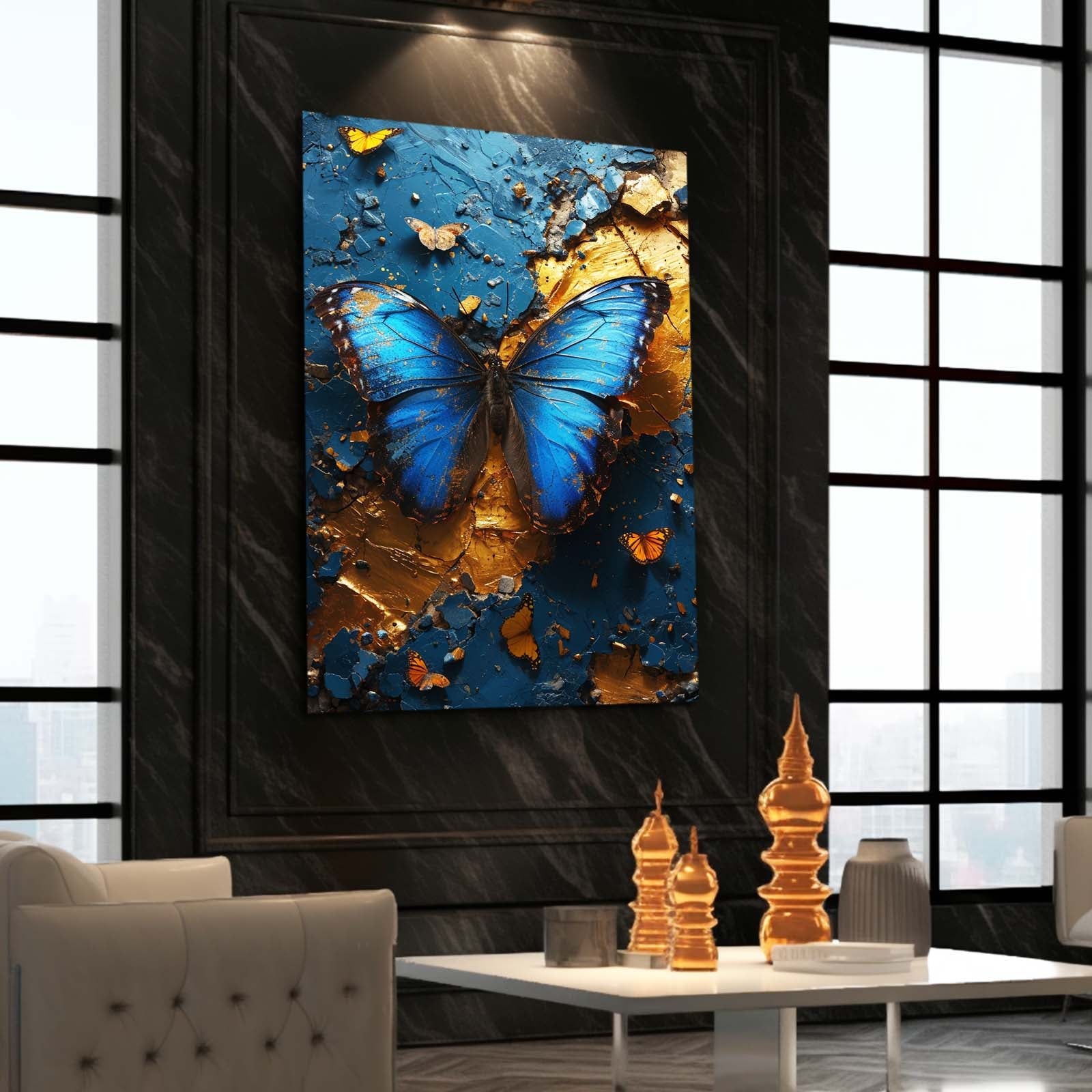 Blue And Gold Butterfly Wall Art