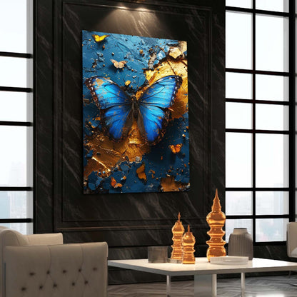 Blue And Gold Butterfly Wall Art