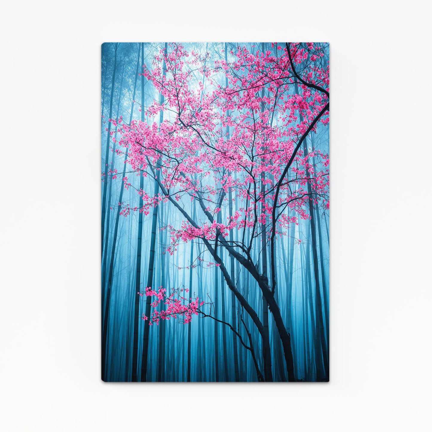 Blue Bamboo Grove Cherry Blossom Wall Art – blue bamboo grove cherry blossom canvas print