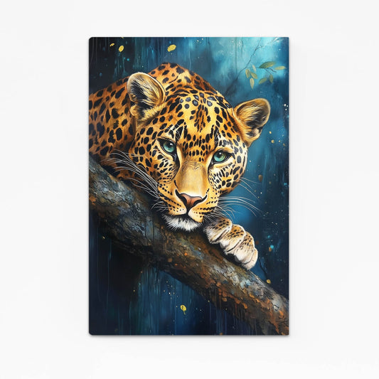 Blue Branch Repose Leopard Art – blue branch repose leopard canvas print