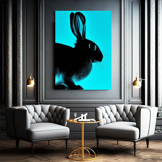 Blue Bunny Canvas – angled canvas view on white background