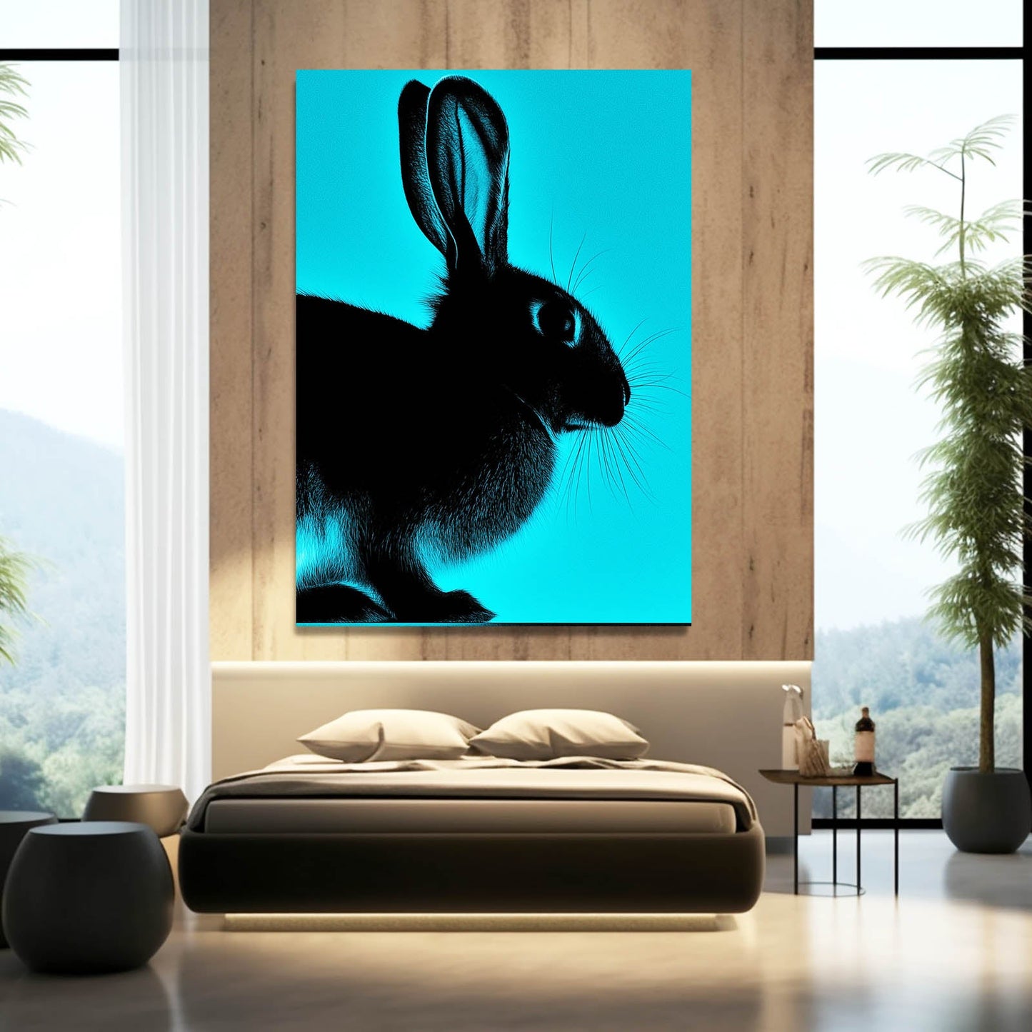Blue Bunny Canvas – angled canvas view on white background