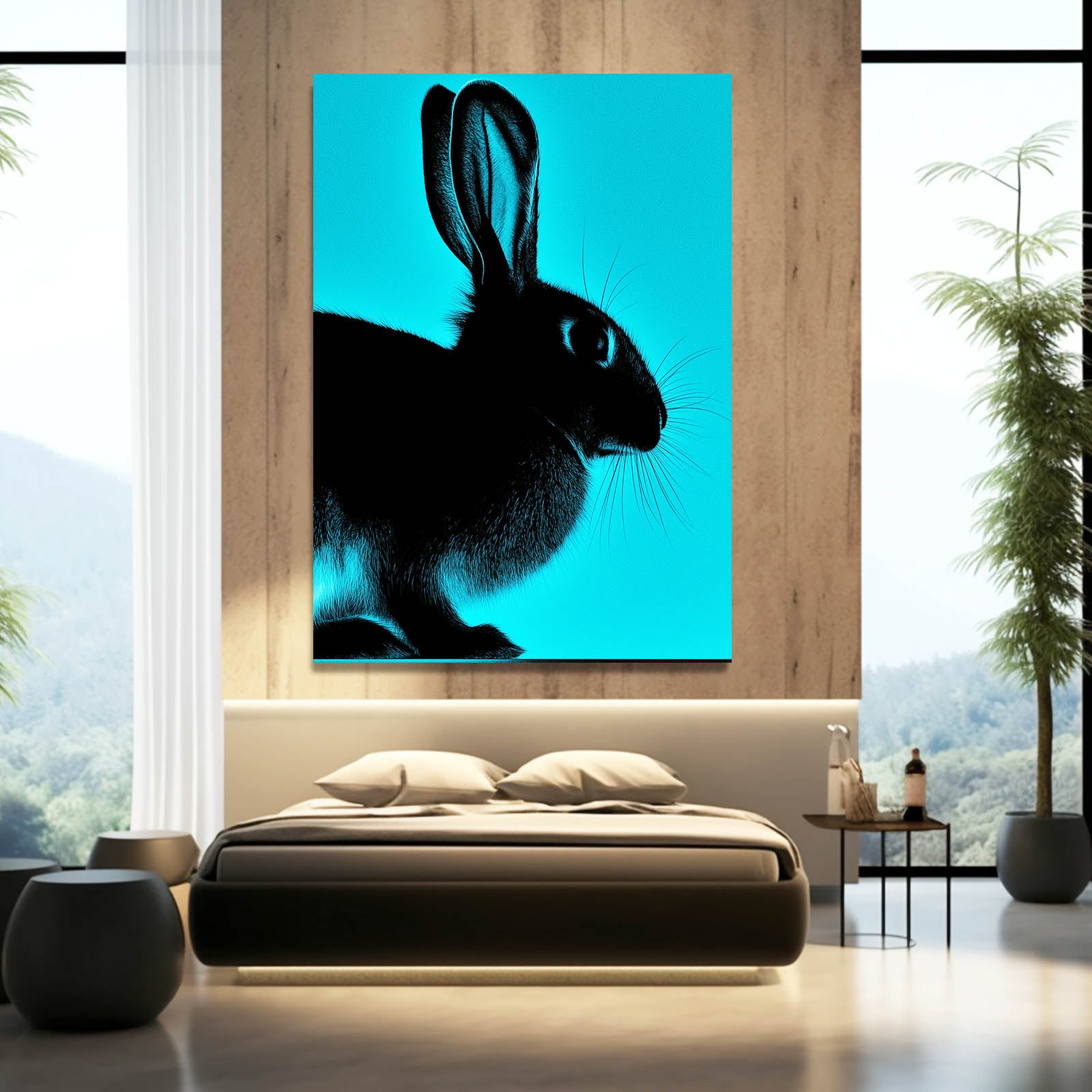 Blue Bunny Canvas – angled canvas view on white background