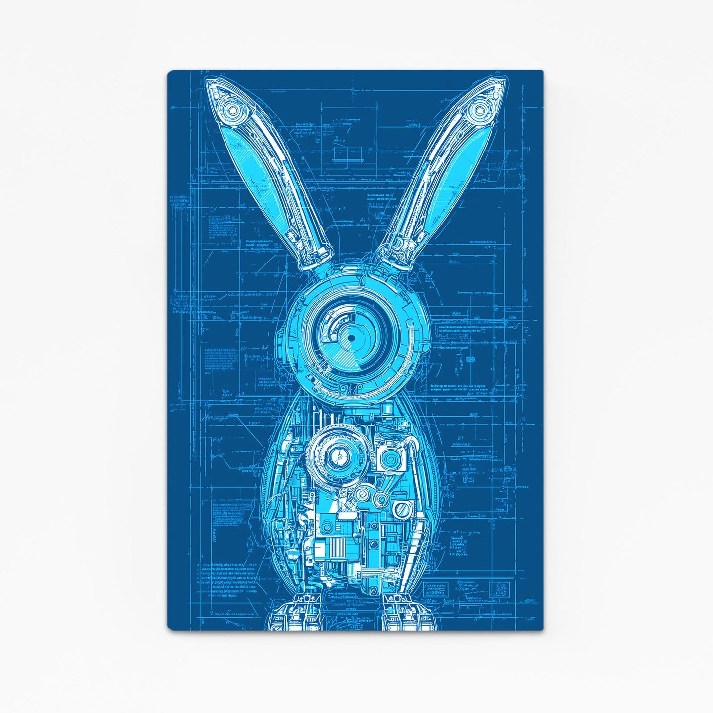 Blue Bunny Prints – angled canvas view on white background