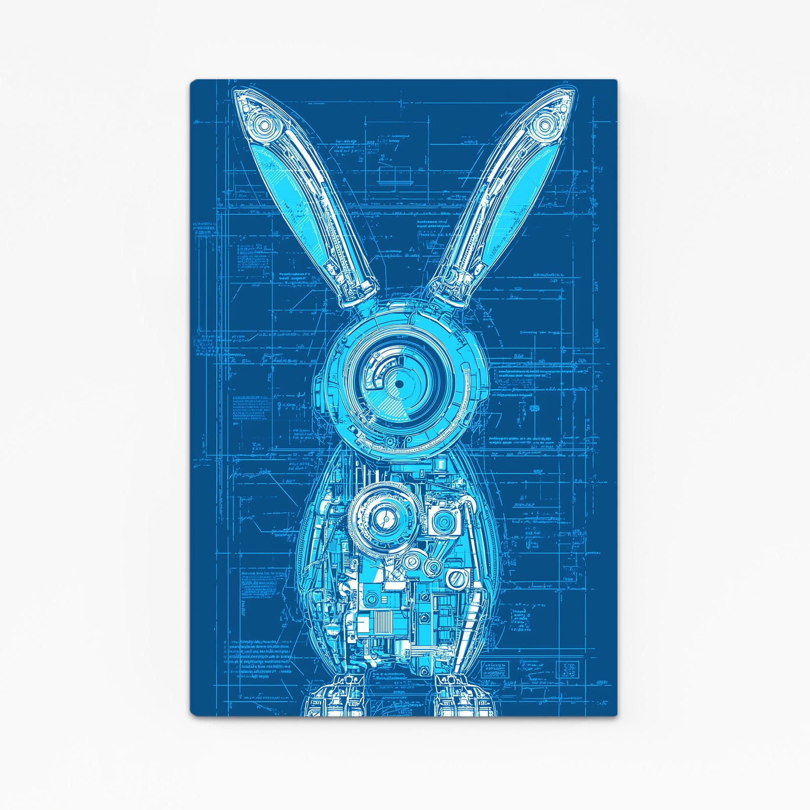 Blue Bunny Prints – angled canvas view on white background