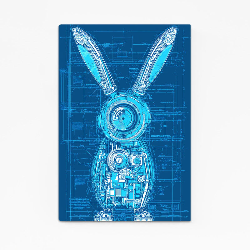 Blue Bunny Prints – angled canvas view on white background