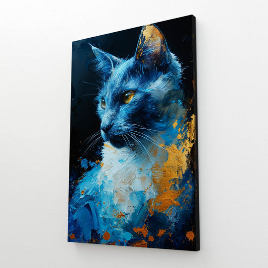 Blue Cat Painting Canvas
