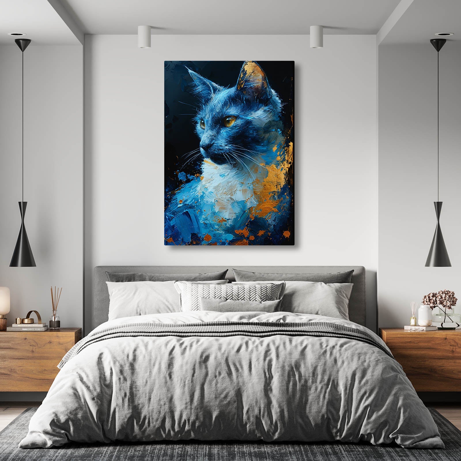 Blue Cat Painting Canvas