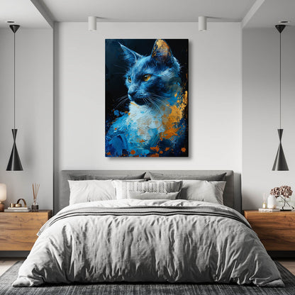 Blue Cat Painting Canvas