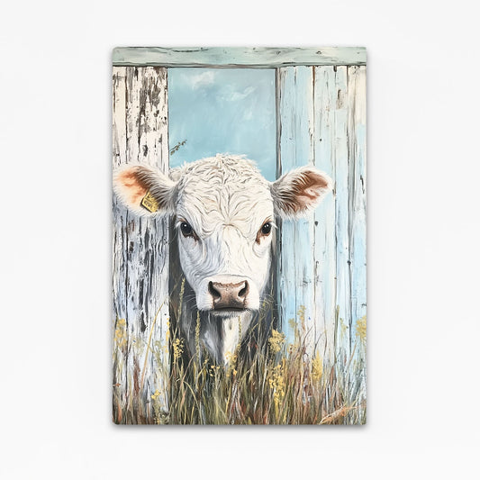 Blue Cow Prints – angled canvas view on white background