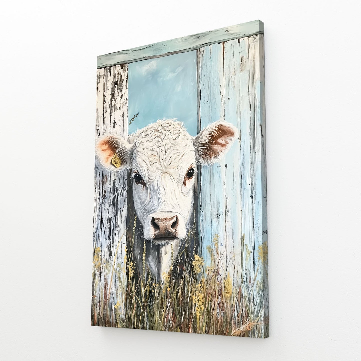 Blue Cow Prints – angled canvas view on white background