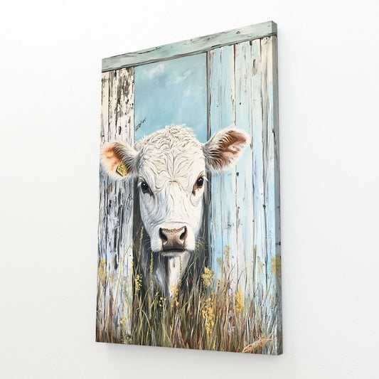 Blue Cow Prints – angled canvas view on white background