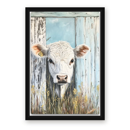Blue Cow Prints – with Premium Black wood frame