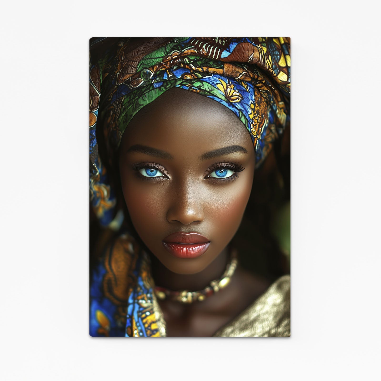 Blue Eye African Wall Art Decor — african art canvas print in brown tones