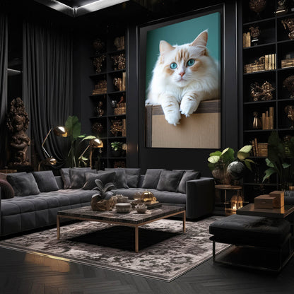 Blue Eyes White Cat Wall Art