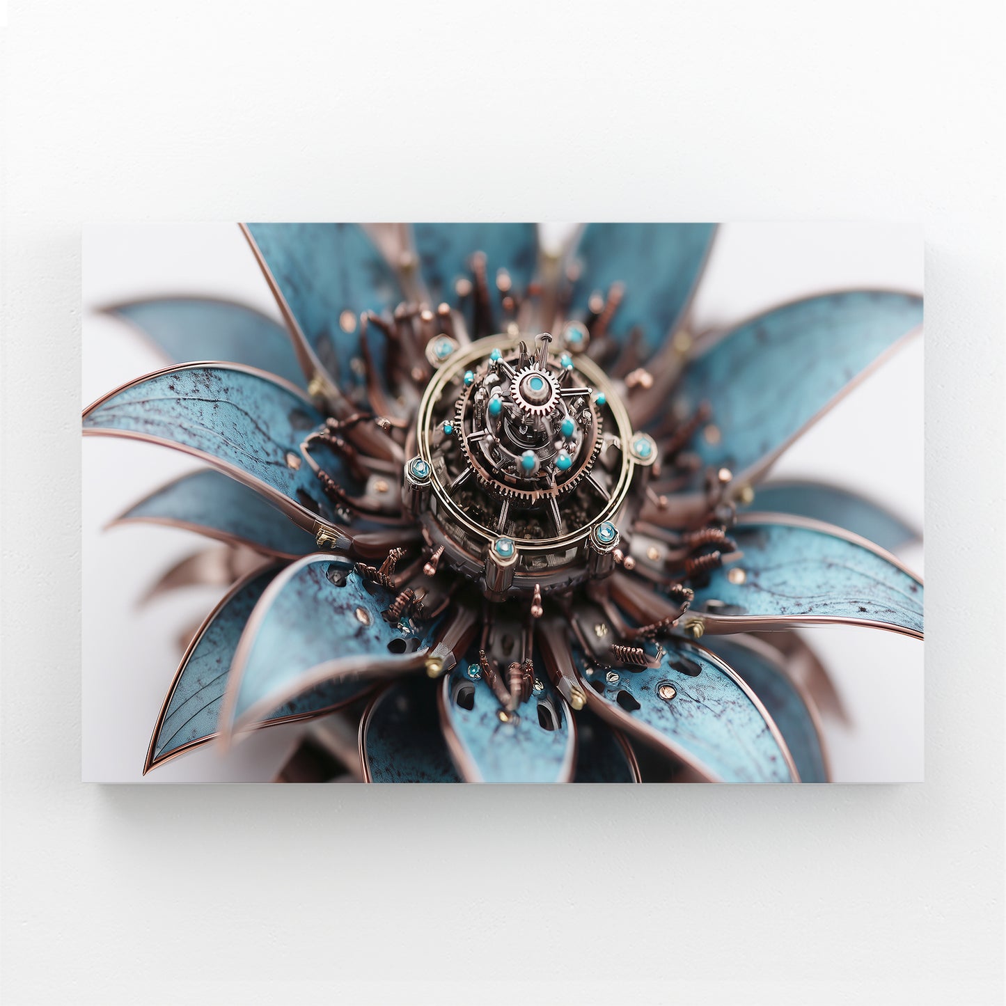 Blue Gear Dahlia Steampunk Wall Decor – blue gear dahlia steampunk canvas print