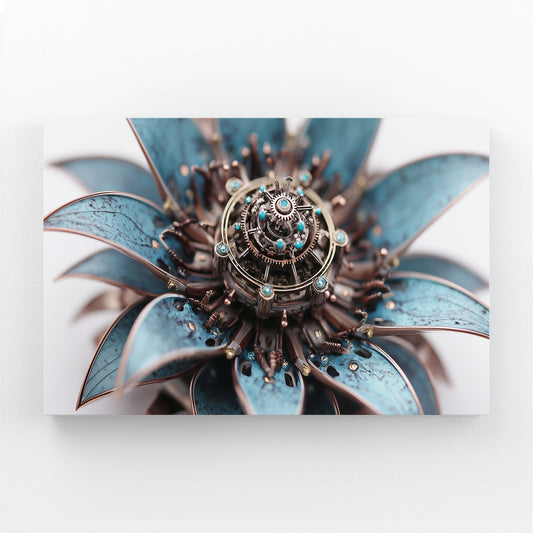 Blue Gear Dahlia Steampunk Wall Decor – blue gear dahlia steampunk canvas print