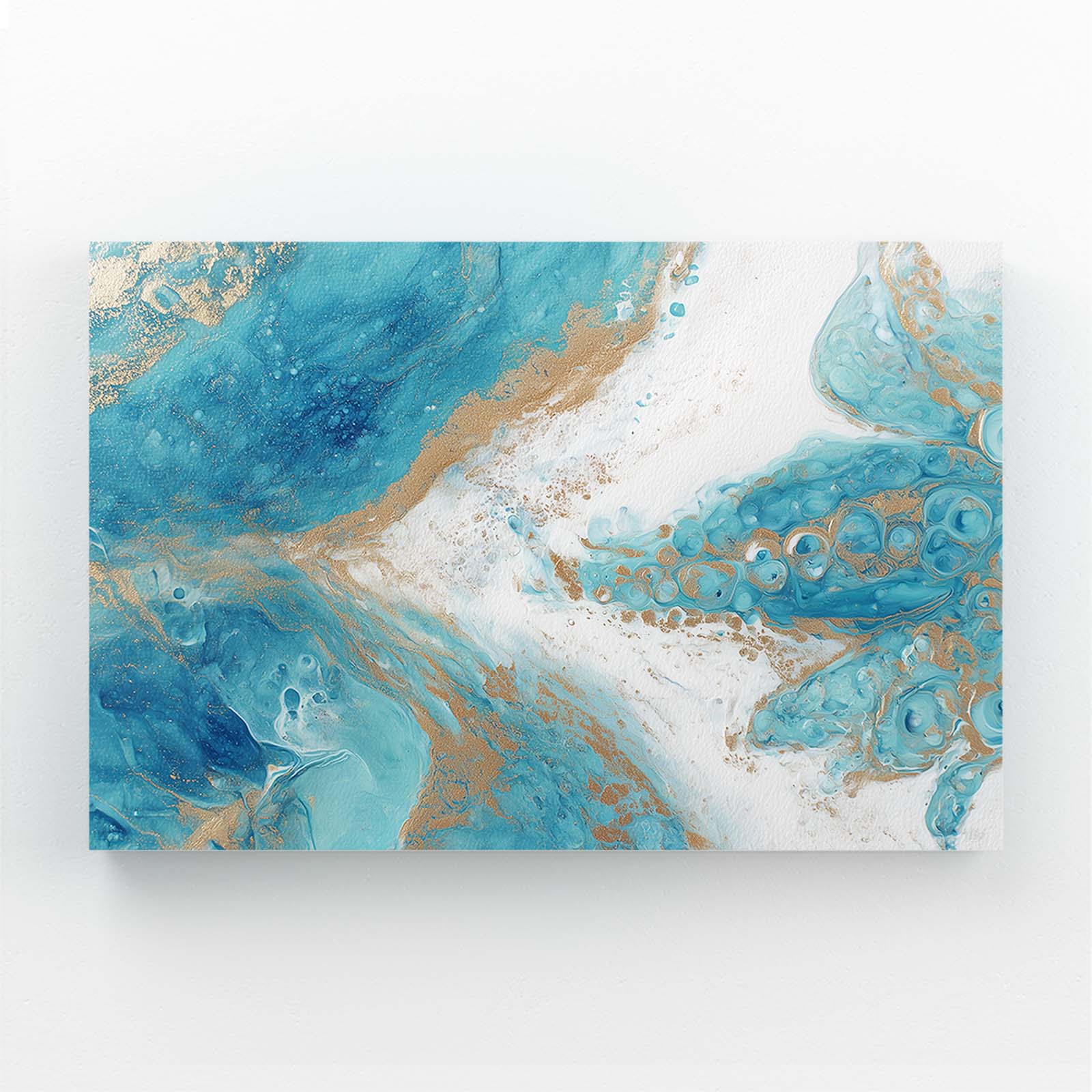Blue Gold Pour Octopus Canvas – canvas print on white background