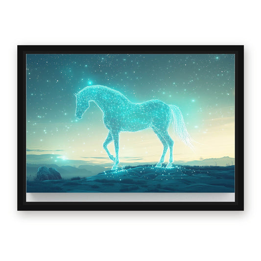 Blue Horse Art – with Premium Black wood frame