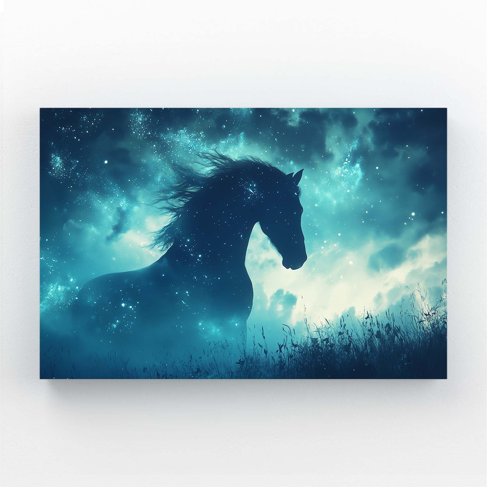 Blue Horse Canvas – angled canvas view on white background