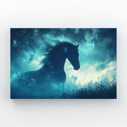 Blue Horse Canvas – angled canvas view on white background