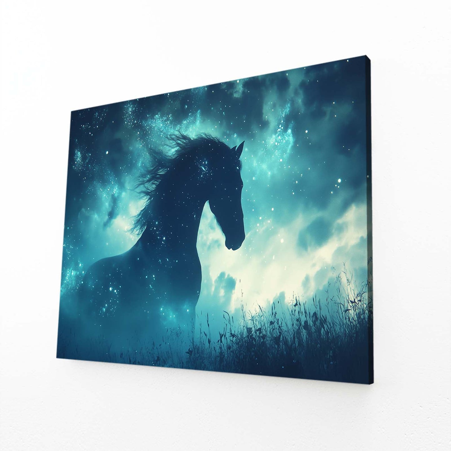 Blue Horse Canvas – angled canvas view on white background
