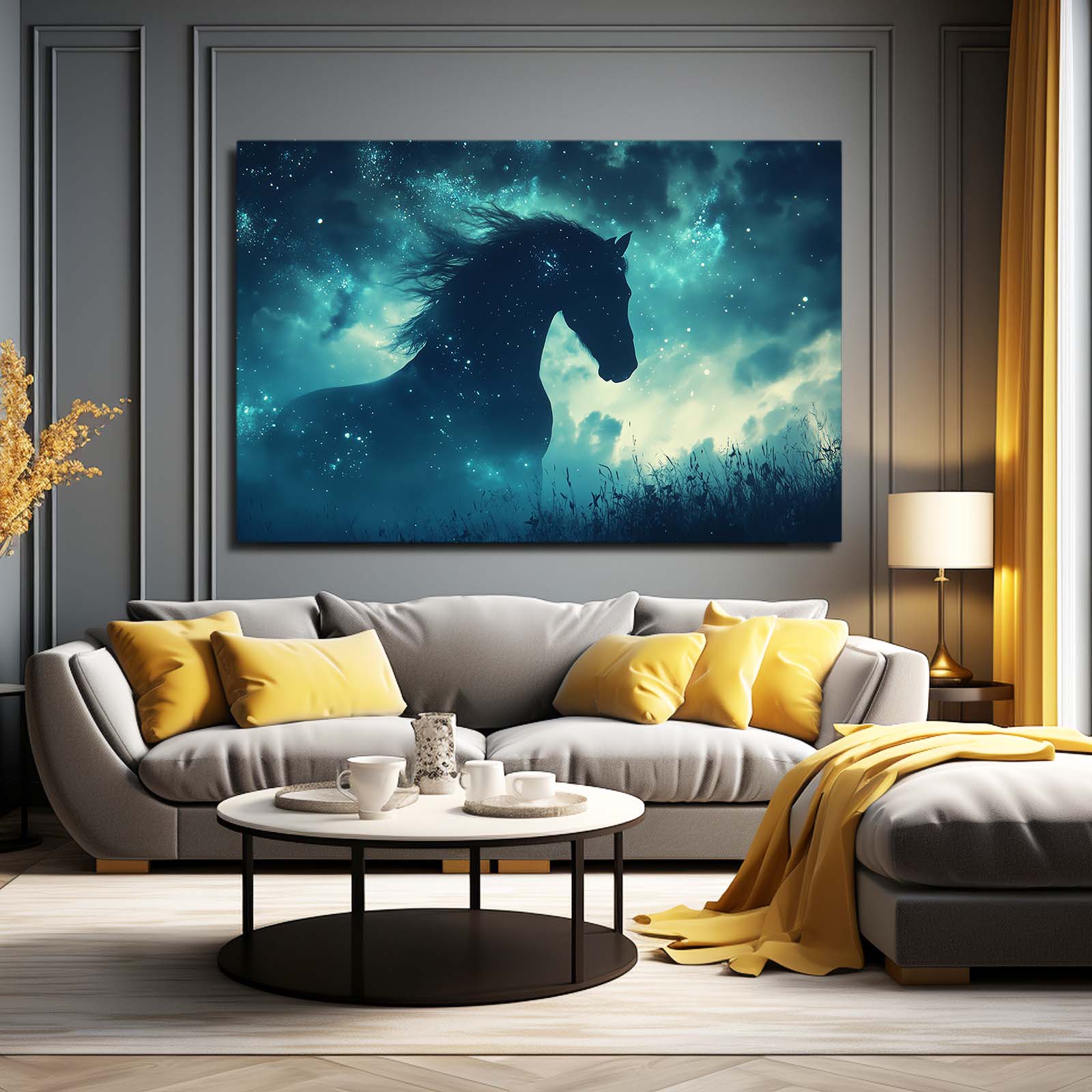 Blue Horse Canvas – angled canvas view on white background
