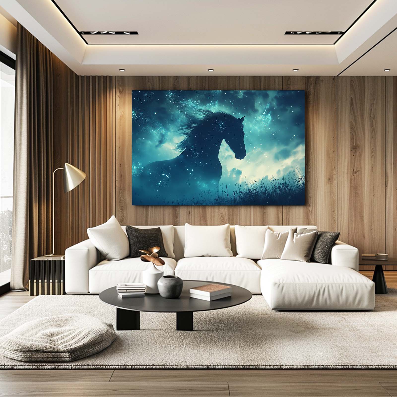 Blue Horse Canvas – angled canvas view on white background