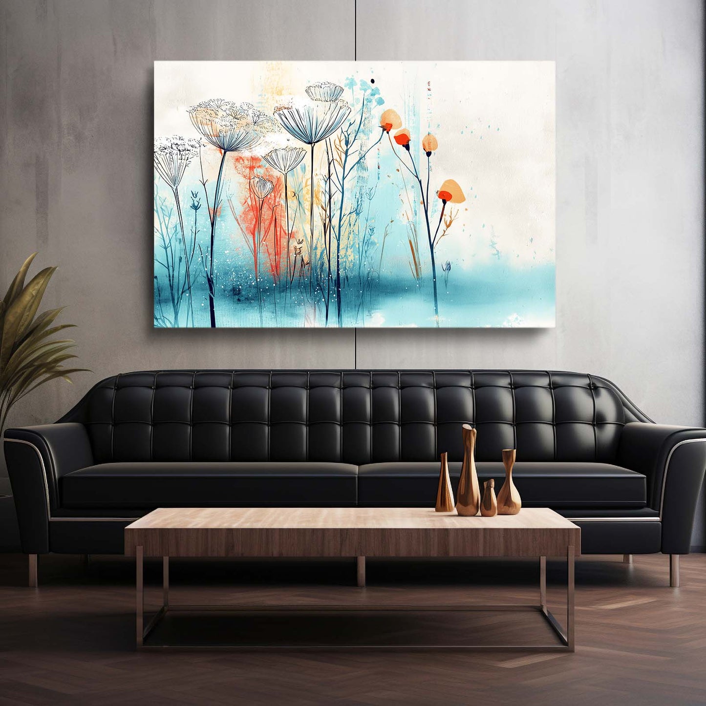 Blue Meadow Flowers Farmhouse Wall Decor – styled in a furnished interior