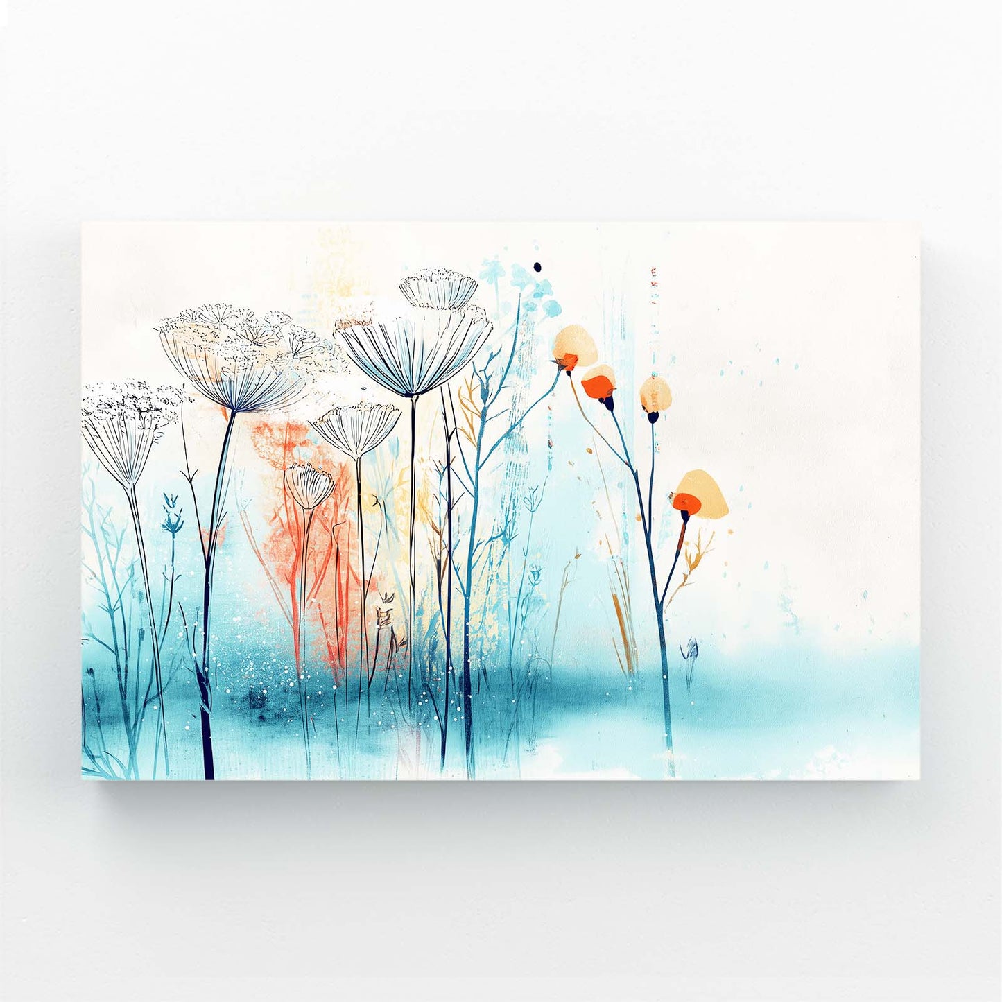 Blue Meadow Flowers Farmhouse Wall Decor – angled canvas view on white background