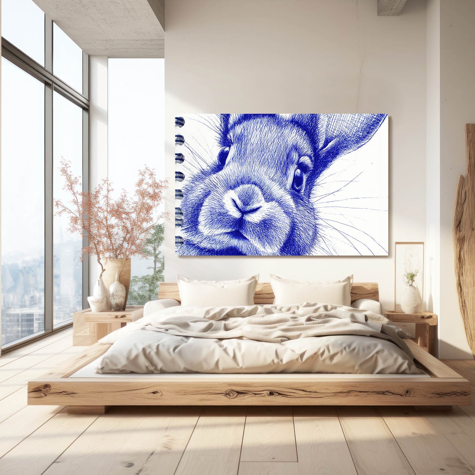 Blue Rabbit Art – angled canvas view on white background