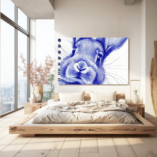 Blue Rabbit Art – angled canvas view on white background