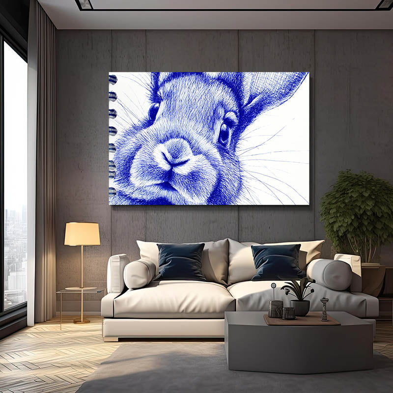 Blue Rabbit Art – angled canvas view on white background